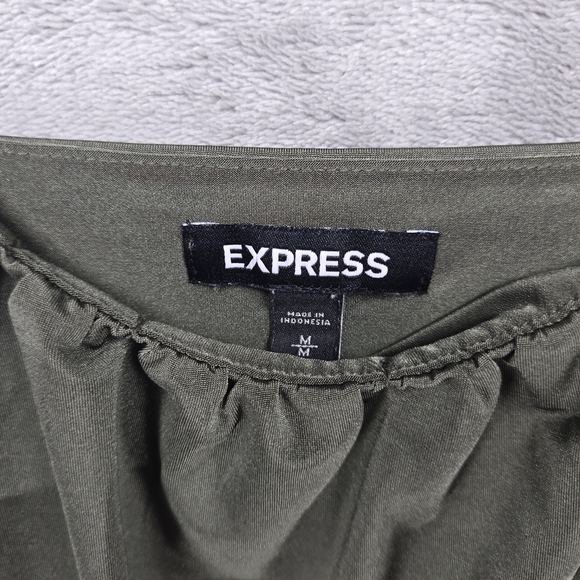 Express Women's Satin Bubble Olive Green Spaghetti Strap Camisole Sz M - Picture 3 of 7